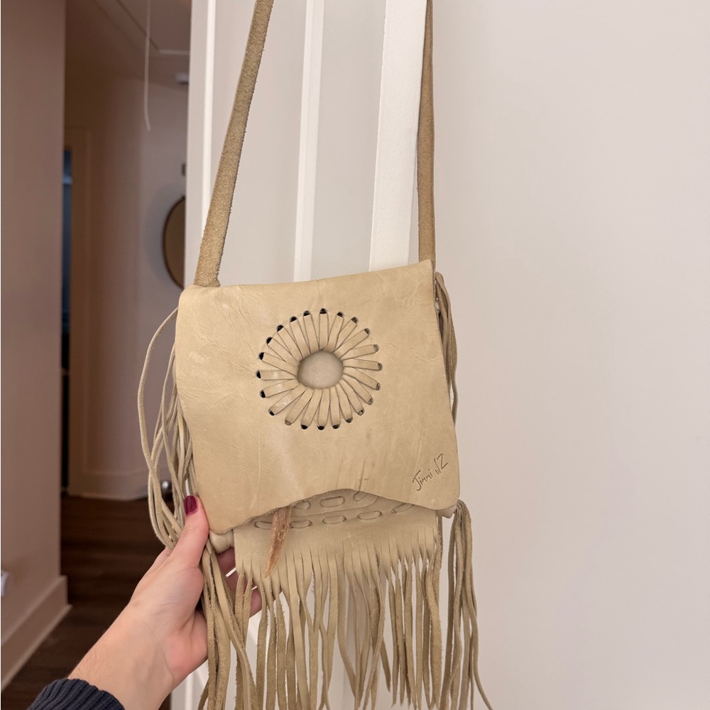 Jimmi Wz Beige Leather Bag - Handmade